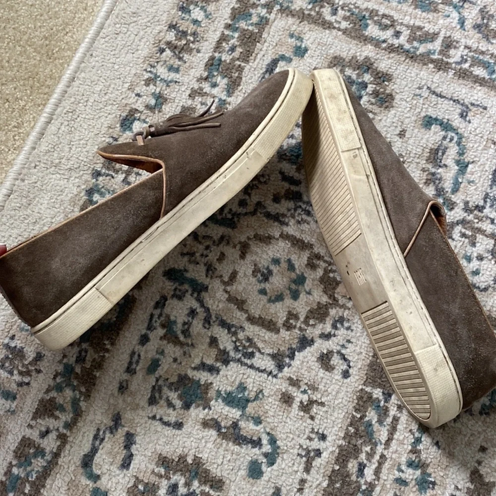 Frye Brown Suede Tassel Slip-On Sneakers